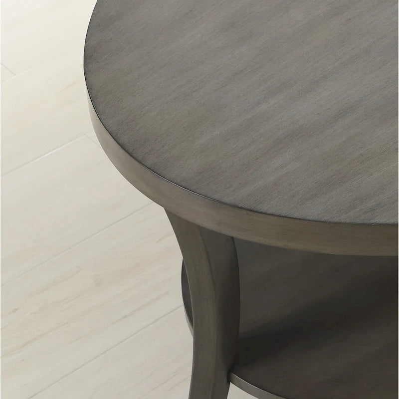 Roundhill Furniture Perth Contemporary Oval Shelf End Table, Gray 4
