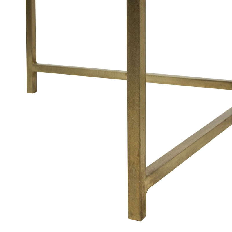 Eros Antique Brass-Finish Etched Floral Tray-Top Accent Table by East at Main 8