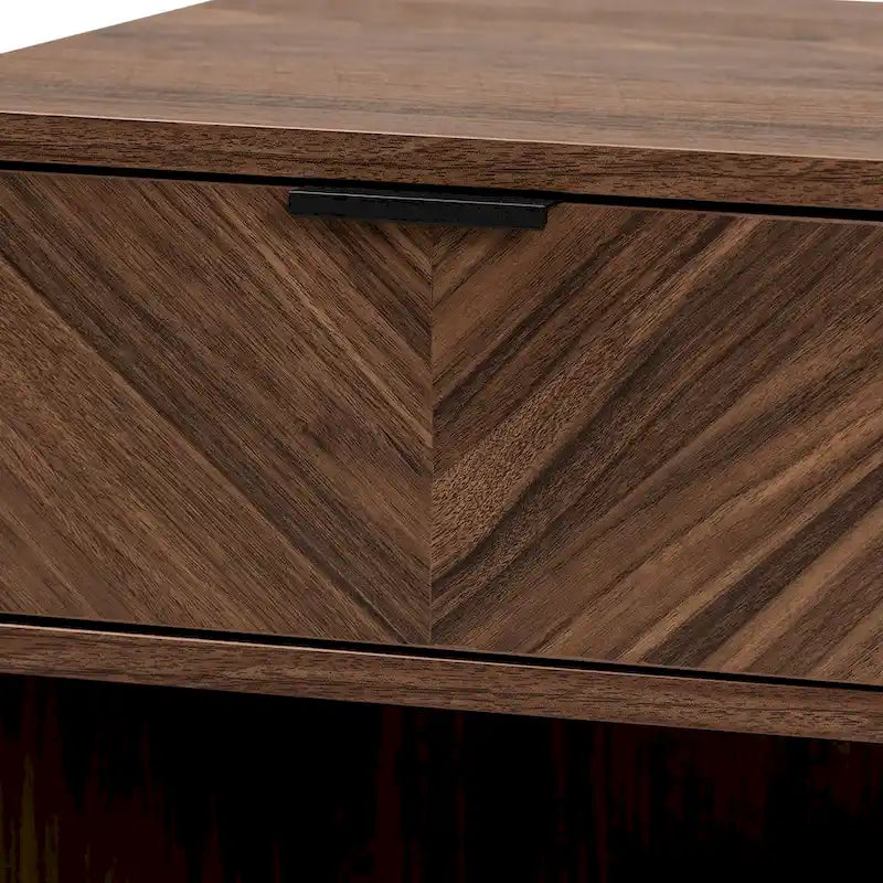 Sadia comodino con 1 cassetto in legno finito noce e metallo nero 6