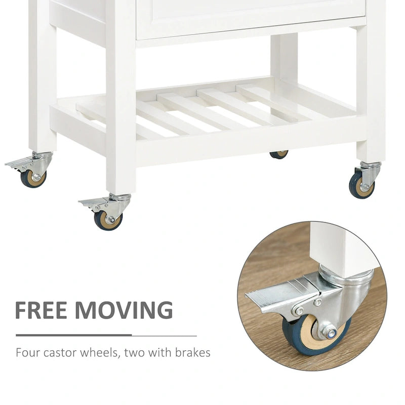 HOMCOM Utility Kitchen Cart, Rolling Kitchen Island with Smooth Rubberwood Top, Narrow Butcher Block Surface on Wheels 5