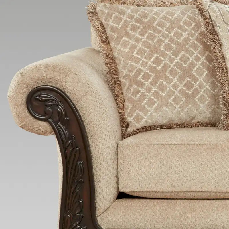 Roundhill Furniture Hernen Carved Wood Frame Loveseat 10