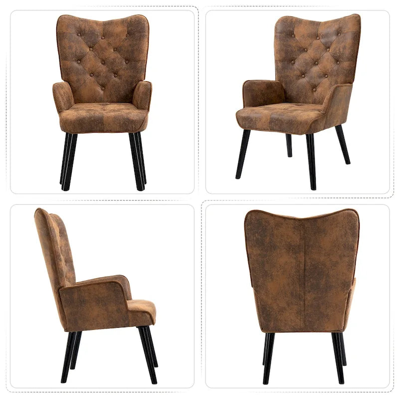 AVAWING Rustic Accent Chair with Arms Tufted Button Wingback 3