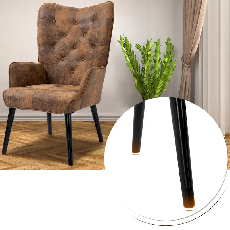 AVAWING Rustic Accent Chair with Arms Tufted Button Wingback 4