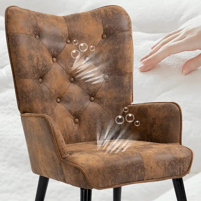 AVAWING Rustic Accent Chair with Arms Tufted Button Wingback 5