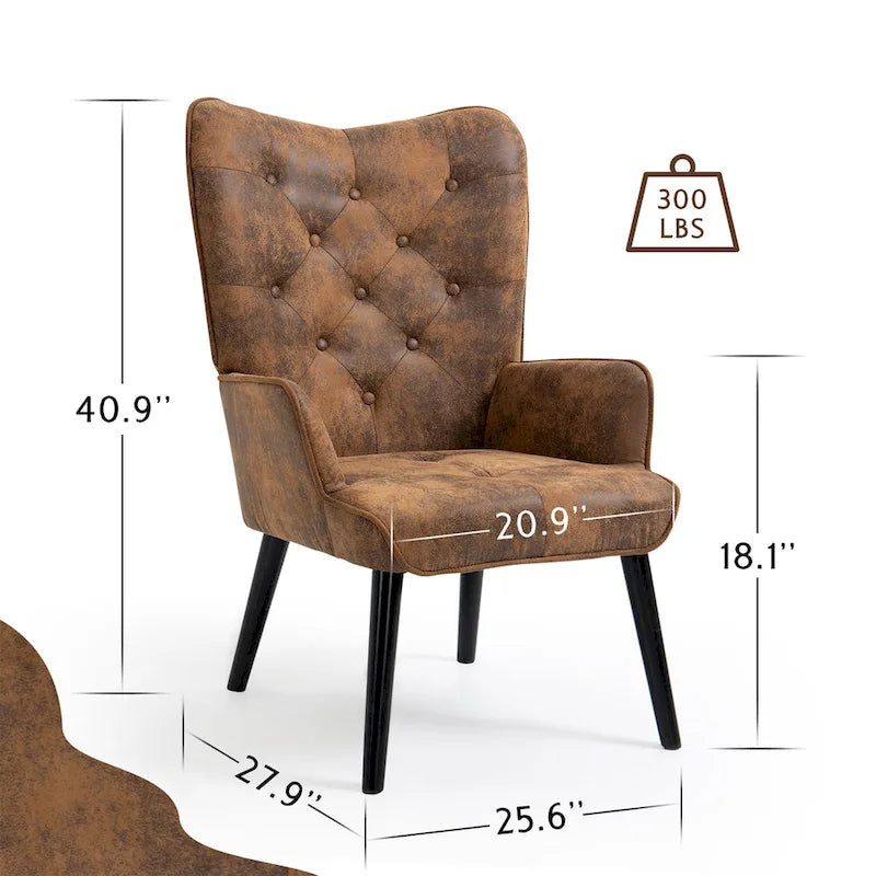AVAWING Rustic Accent Chair with Arms Tufted Button Wingback 6