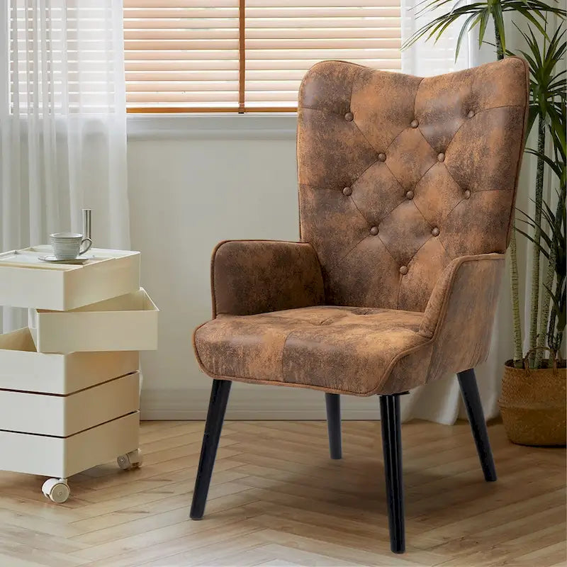 AVAWING Rustic Accent Chair with Arms Tufted Button Wingback 7