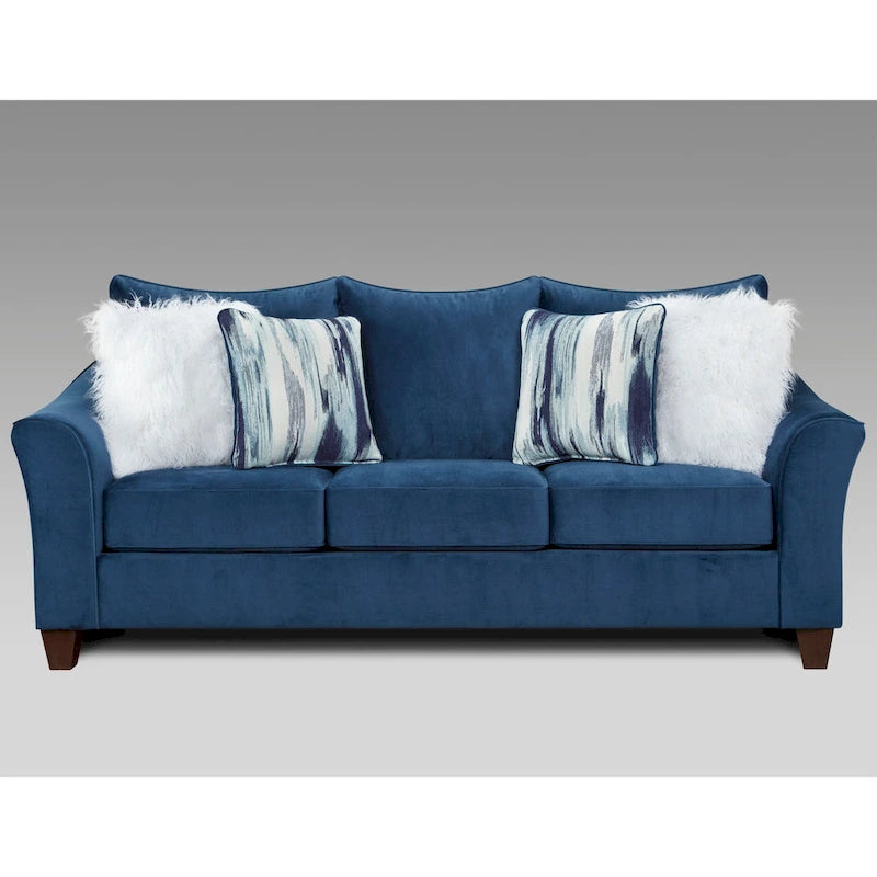 Roundhill Furniture Camero Fabric Pillowback 4-Piece Sofa Set in Navy Blue 2