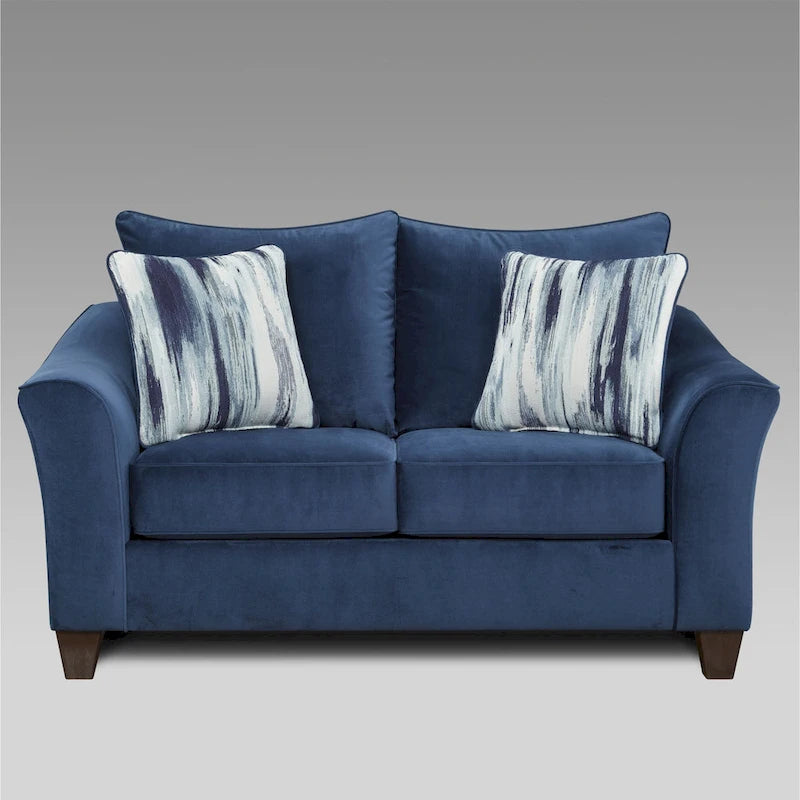 Roundhill Furniture Camero Fabric Pillowback 4-Piece Sofa Set in Navy Blue 3