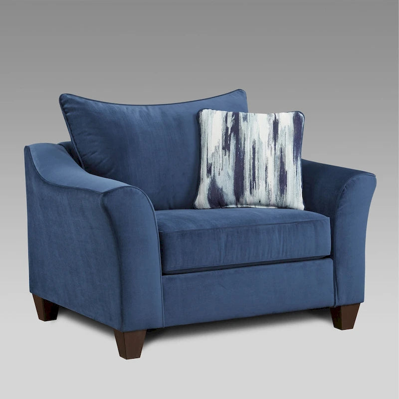Roundhill Furniture Camero Fabric Pillowback 4-Piece Sofa Set in Navy Blue 4