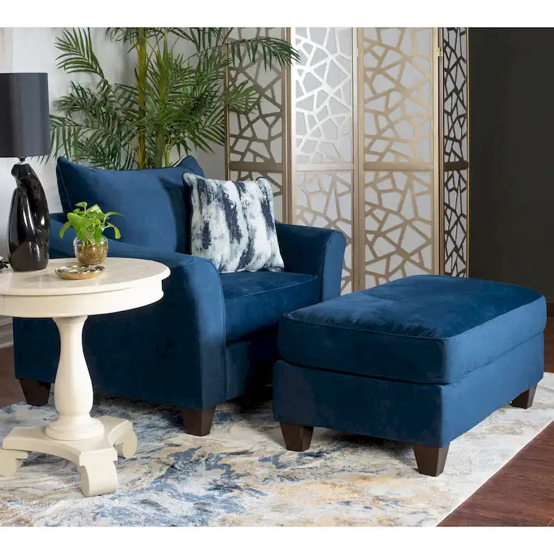 Roundhill Furniture Camero Fabric Pillowback 4-Piece Sofa Set in Navy Blue 6