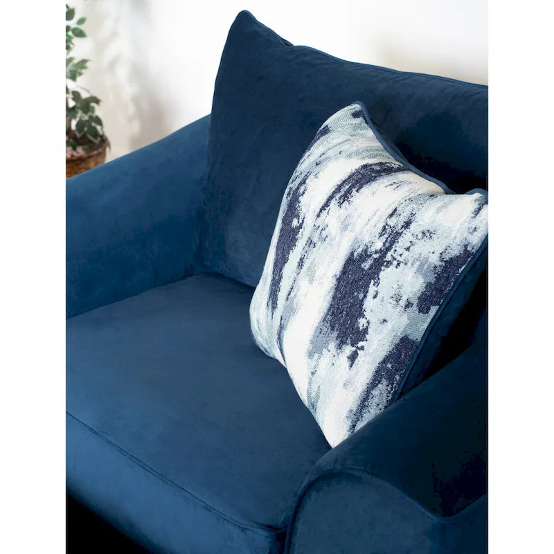 Roundhill Furniture Camero Fabric Pillowback 4-Piece Sofa Set in Navy Blue 10