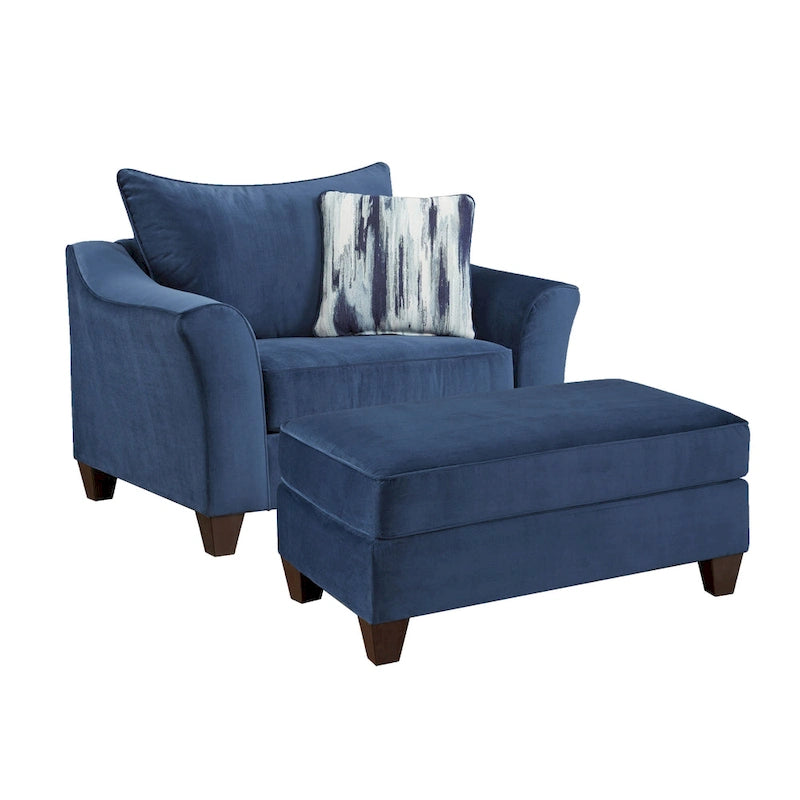 Roundhill Furniture Camero Fabric Pillowback 4-Piece Sofa Set in Navy Blue 11