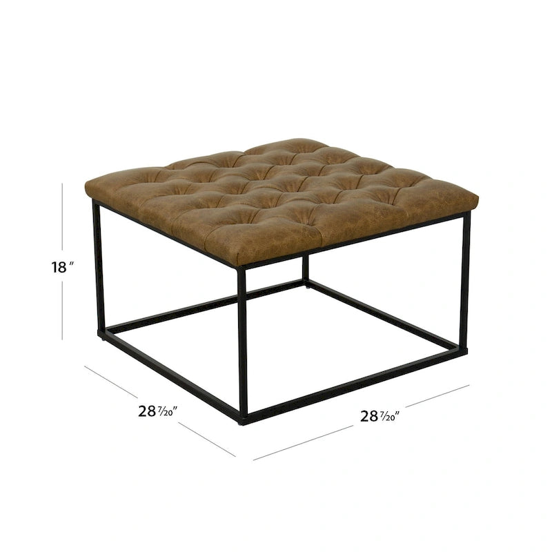 HomePop Draper Square Button-tufted upholstered top Cocktail Ottoman 8