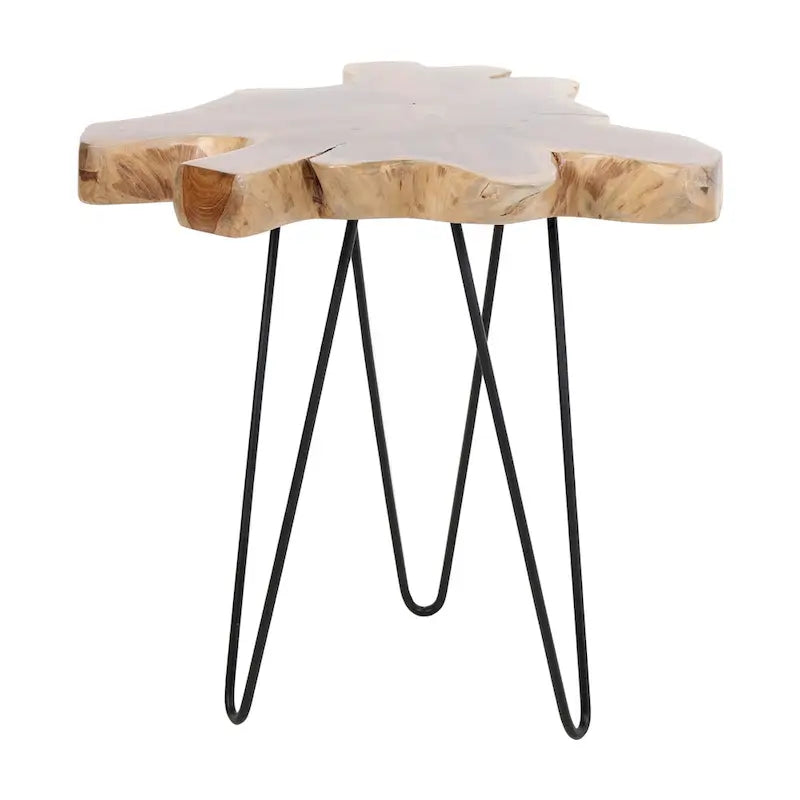 Tavolo in legno di teak naturale con bordo vivo e gambe in ferro di East at Main 5