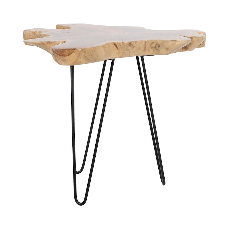 Tavolo in legno di teak naturale con bordo vivo e gambe in ferro di East at Main 6