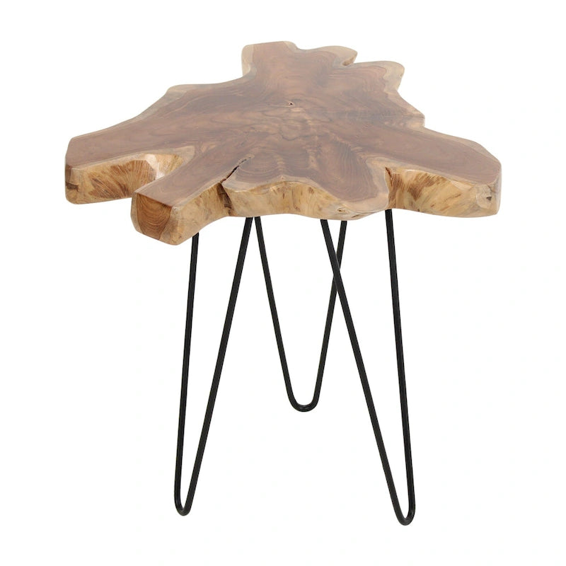 Tavolo in legno di teak naturale con bordo vivo e gambe in ferro di East at Main 7