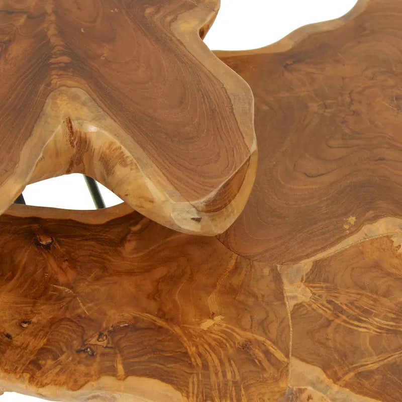 Tavolo in legno di teak naturale con bordo vivo e gambe in ferro di East at Main 8