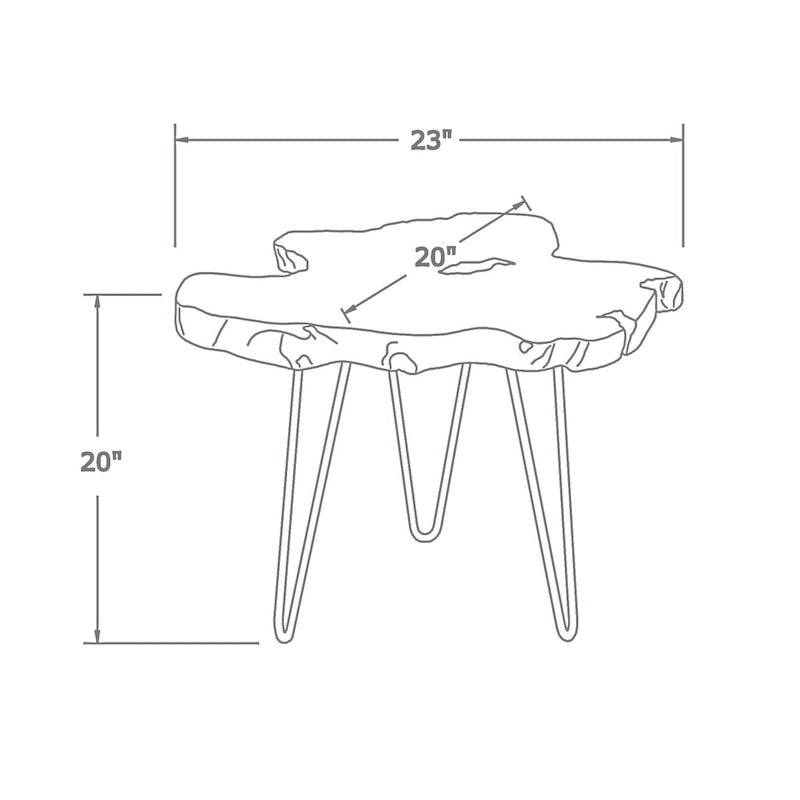 Tavolo in legno di teak naturale con bordo vivo e gambe in ferro di East at Main 11