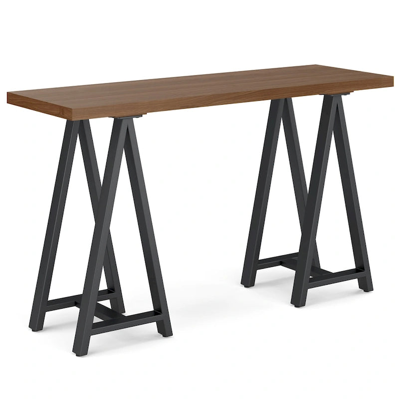 Hawkins SOLID WOOD and Metal 50 inch Wide Modern Industrial SOLID WALNUT WOOD and Metal Console Sofa Table in Walnut 2