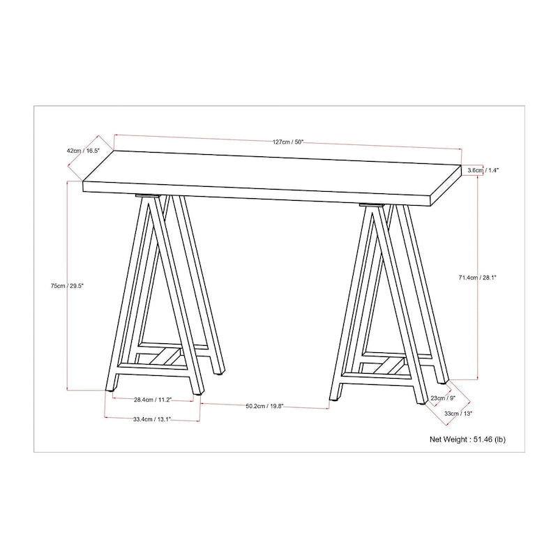 Hawkins SOLID WOOD and Metal 50 inch Wide Modern Industrial SOLID WALNUT WOOD and Metal Console Sofa Table in Walnut 7