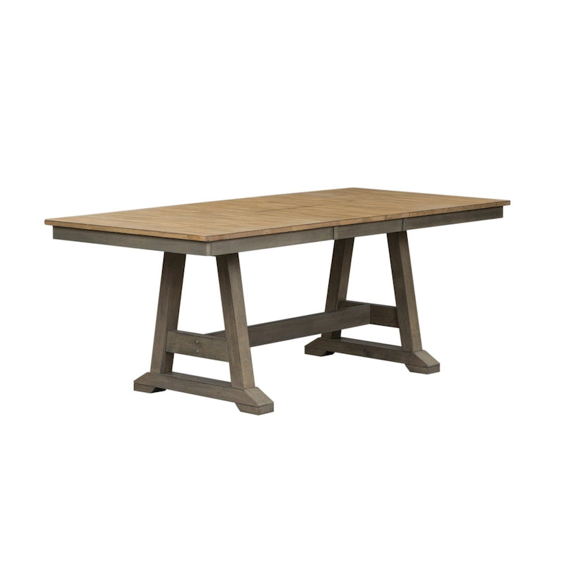 Set tavolo a cavalletto Lindsey Farm Gray e Sandstone da 7 pezzi