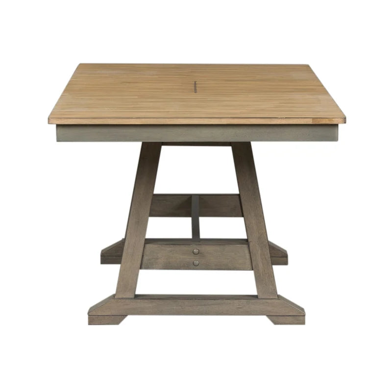 Set tavolo a cavalletto Lindsey Farm Gray e Sandstone da 7 pezzi 4