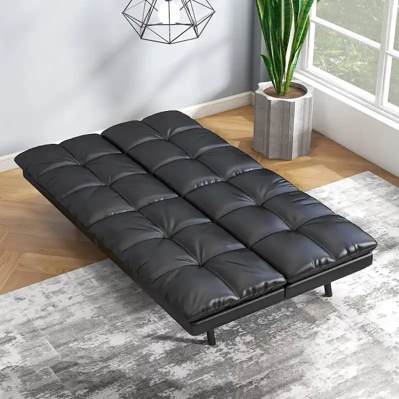 Futon Sofa Bed, Memory Foam Foldable Couch Convertible Loveseat Sleeper Daybed with Adjustable Armrests for Small Space 8