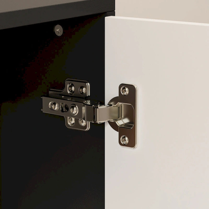 Modern 4 Door Bookmatch Buffet 63inch Black White End Table Sideboard 8