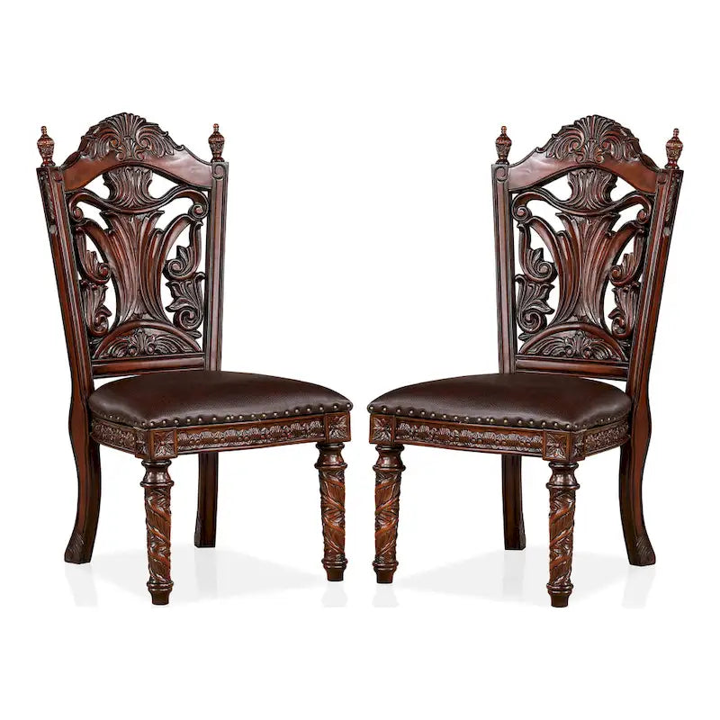 Abeena Traditional Cherry Solid Wood Side Chairs (Set of 2) by Furniture of America 3