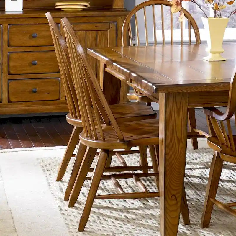 Treasures Rustic Oak Bow Back Dining Chair (Set of 2) 9