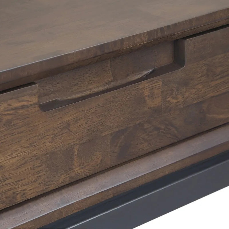WYNDENHALL Devlin SOLID HARDWOOD and Metal 54 inch Wide Industrial Wide Console Table in Walnut Brown - 54W x 16 D x 30 H 5