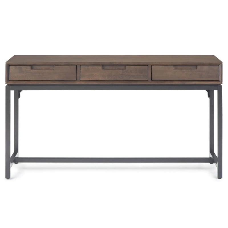 WYNDENHALL Devlin SOLID HARDWOOD and Metal 54 inch Wide Industrial Wide Console Table in Walnut Brown - 54W x 16 D x 30 H 7