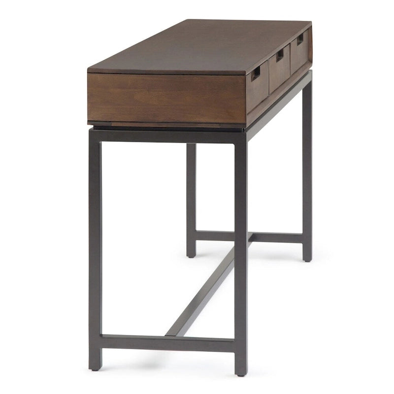WYNDENHALL Devlin SOLID HARDWOOD and Metal 54 inch Wide Industrial Wide Console Table in Walnut Brown - 54W x 16 D x 30 H 9