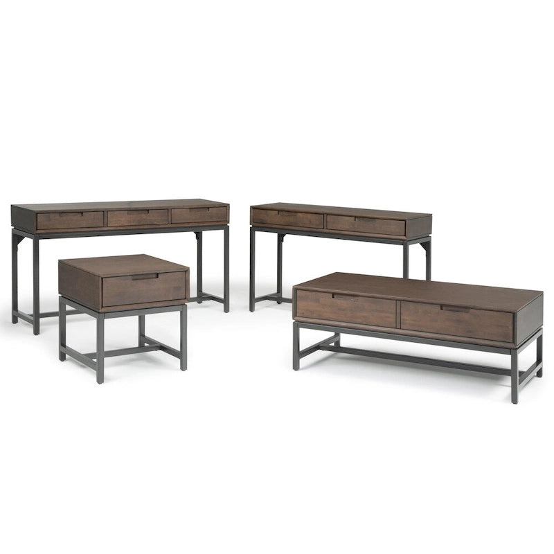 WYNDENHALL Devlin SOLID HARDWOOD and Metal 54 inch Wide Industrial Wide Console Table in Walnut Brown - 54W x 16 D x 30 H 10
