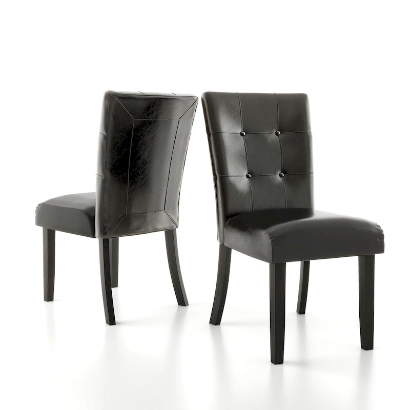 Lerc Contemporary Espresso Faux Leather Tufted Side Chair by Furniture of America (Set of 2) 2
