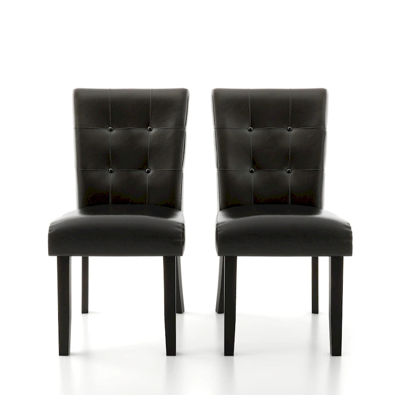 Lerc Contemporary Espresso Faux Leather Tufted Side Chair by Furniture of America (Set of 2) 3