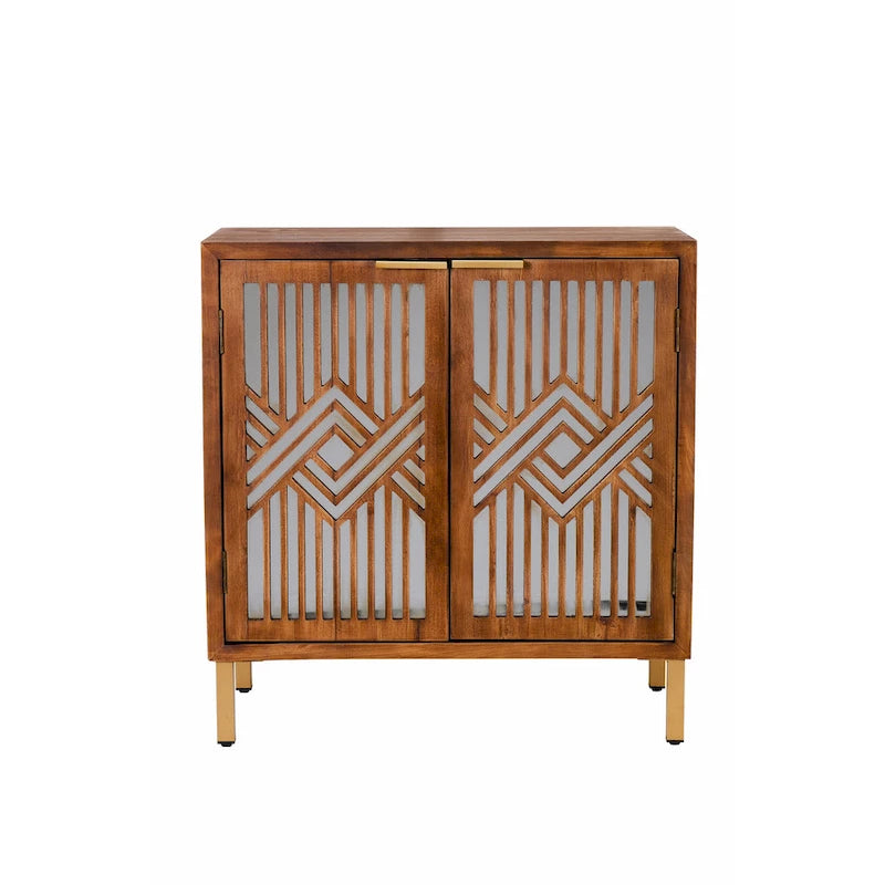 COZAYH Armadio rustico da fattoria con specchio anteriore e decorazioni geometriche 4