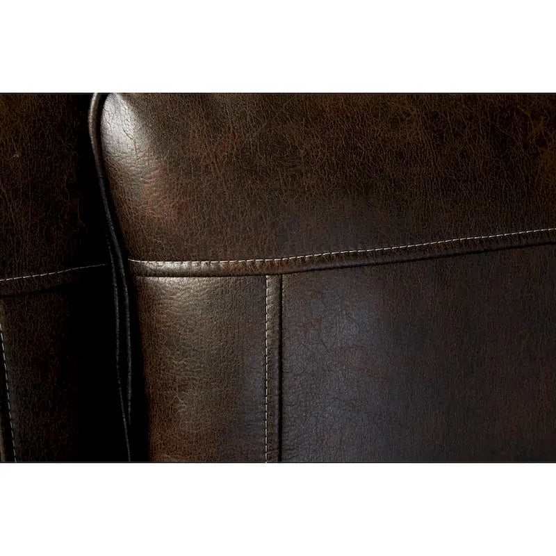 Roundhill Furniture Leinster Fabric Upholstered Nailhead Sofa and Loveseat Set in Espresso 8