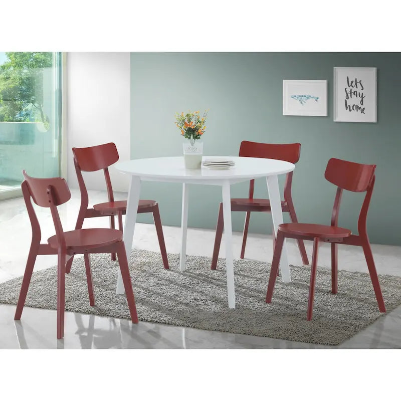 Roundhill Furniture Roma Contemporary White Round Dining Table 5