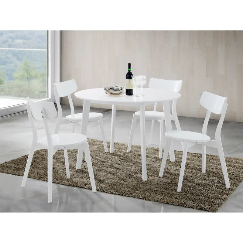 Roundhill Furniture Roma Contemporary White Round Dining Table 6