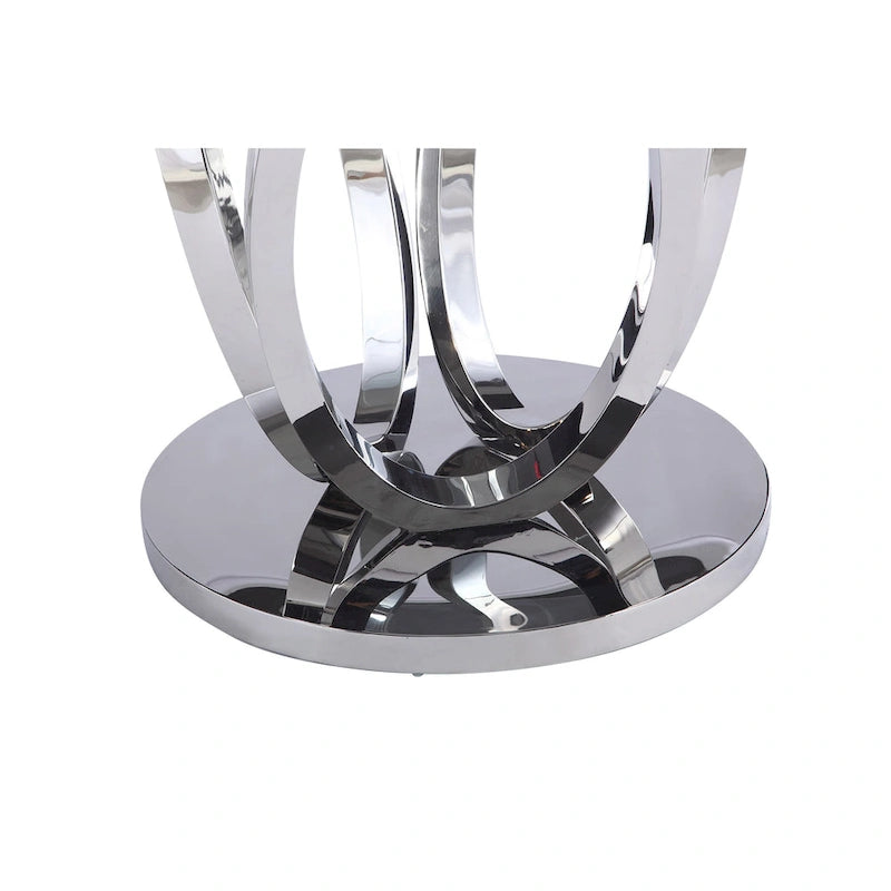 Somette Ema Round Glass Top Dining Table - Steel 4