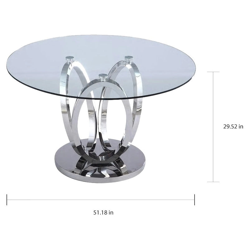 Somette Ema Round Glass Top Dining Table - Steel 5