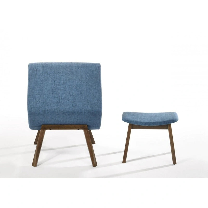 Poltrona e pouf moderni Modrest Whitney blu e noce 3