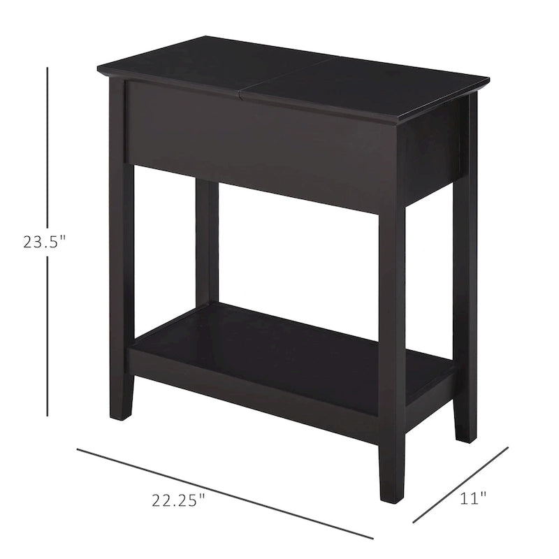 HOMCOM End Side Table in Flip Top Design with Cabinet and Bottom Shelf, Storage Furniture Decoration for Bedroom 7
