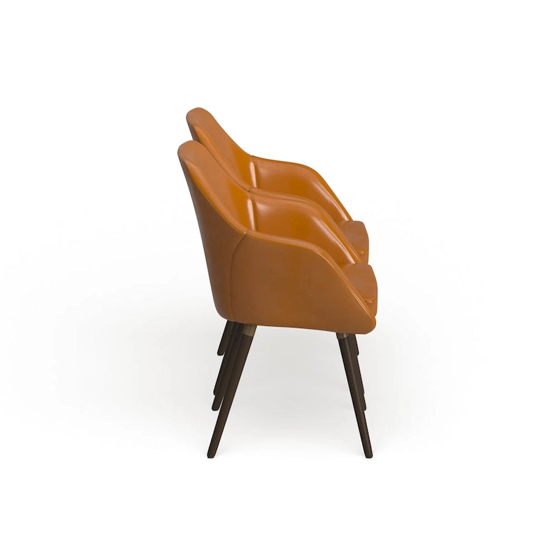 Carson Carrington Akrehamn Cappuccino Faux Leather Armchair (Set of 2) 3