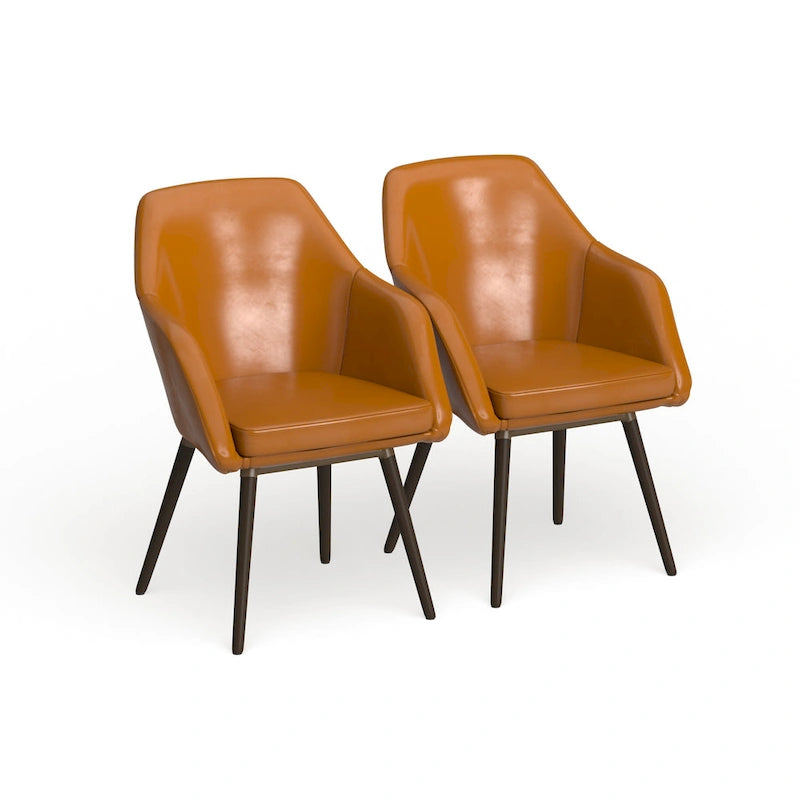 Carson Carrington Akrehamn Cappuccino Faux Leather Armchair (Set of 2) 6