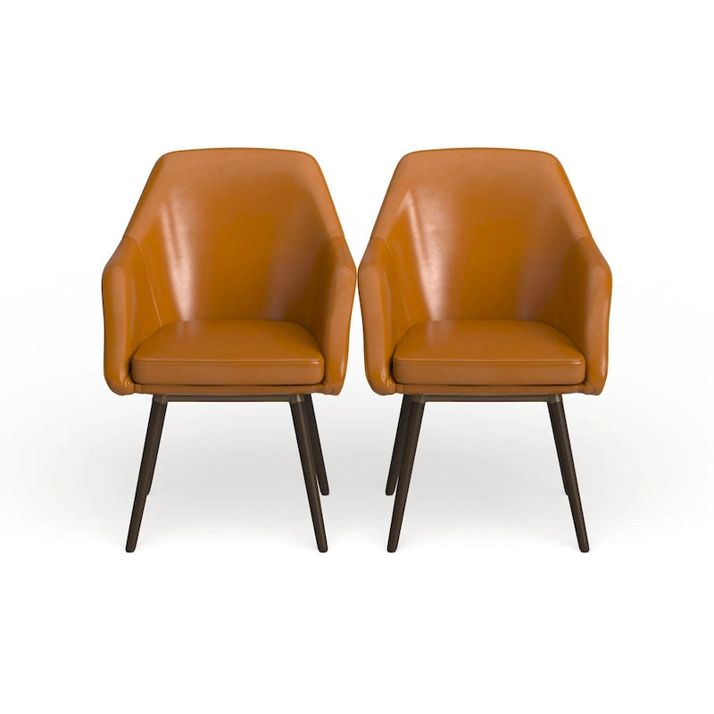 Carson Carrington Akrehamn Cappuccino Faux Leather Armchair (Set of 2) 7