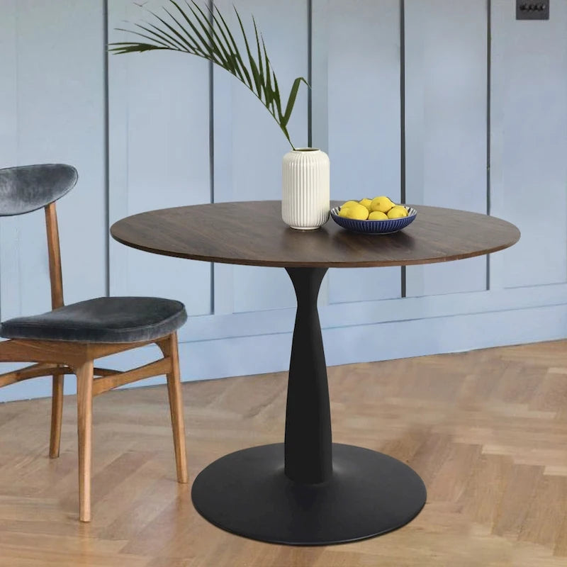 Round Walnut Color Dining Table 3