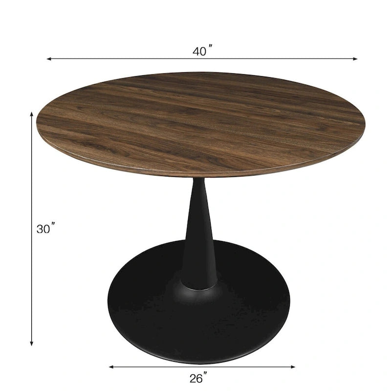 Round Walnut Color Dining Table 7