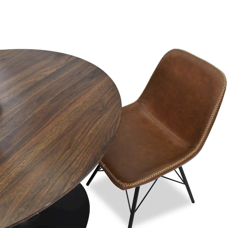 Round Walnut Color Dining Table 9